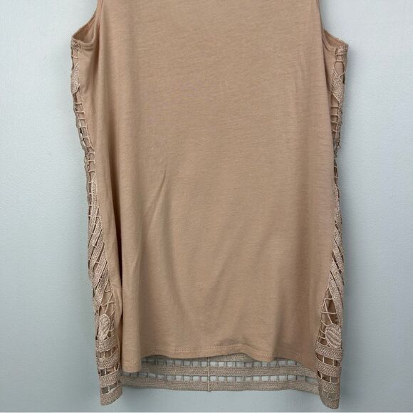 Express Metallic Lace Tank Top Cami Front Lined Lace Cutout Rose Gold Sz XS - Picture 13 of 14